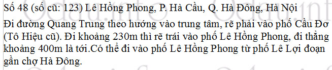 Địa chỉ Trường THCS Lê Hồng Phong – Q. Hà đông