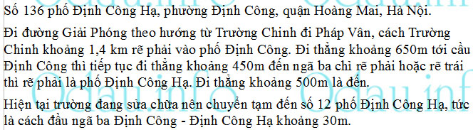odau.info: Địa chỉ trường cấp 2 Định Công - P. Định Công