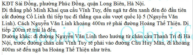 odau.info: Địa chỉ trường cấp 1 Sài Đồng - P. Phúc Đồng