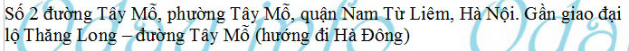 Địa chỉ ubnd Phường Tây Mỗ