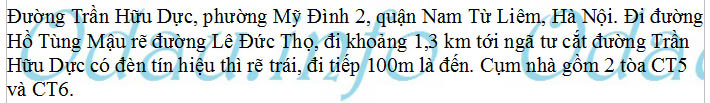 odau.info: Địa chỉ tổ hợp nhà chung cư CT5 - CT6 MHDI Lê Đức Thọ - P. Mỹ Đình 2