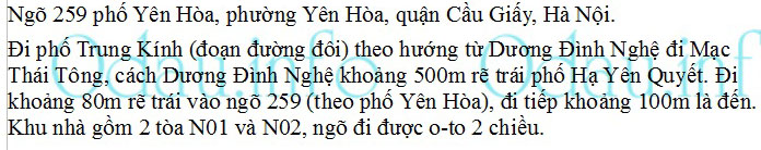 odau.info: Địa chỉ cụm nhà chung cư N01 và N02 ngõ 259 Yên Hòa - P. Yên Hòa