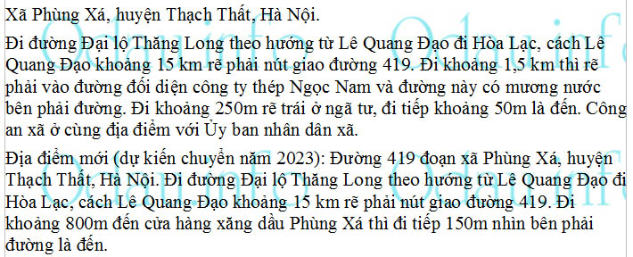 odau.info: Địa chỉ Công an xã Phùng Xá