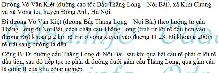 odau.info: Địa chỉ Khu công nghiệp Thăng Long - xã Kim Chung