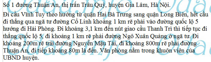 odau.info: Địa chỉ Văn phòng đăng ký đất đai Hà Nội, chi nhánh huyện Gia Lâm