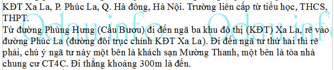 Địa chỉ Trường liên cấp Hà Nội Thăng Long – Q. Hà đông