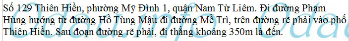 Địa chỉ tòa nhà chung cư 129 - phường Mỹ Đình 1