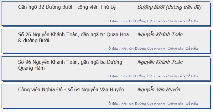 odau.info: lộ trình và tuyến phố đi qua của tuyến bus số 12 ở Hà Nội no12