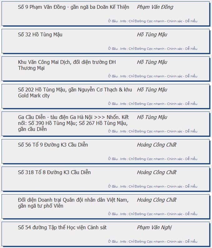 odau.info: lộ trình và tuyến phố đi qua của tuyến bus số 13 ở Hà Nội no03