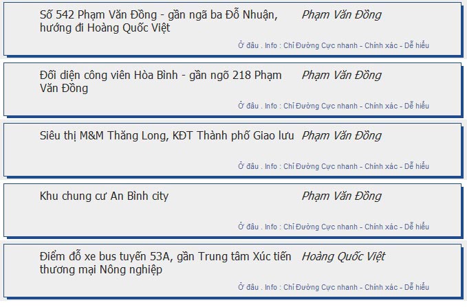 odau.info: lộ trình và tuyến phố đi qua của tuyến bus số 53 A ở Hà Nội no08