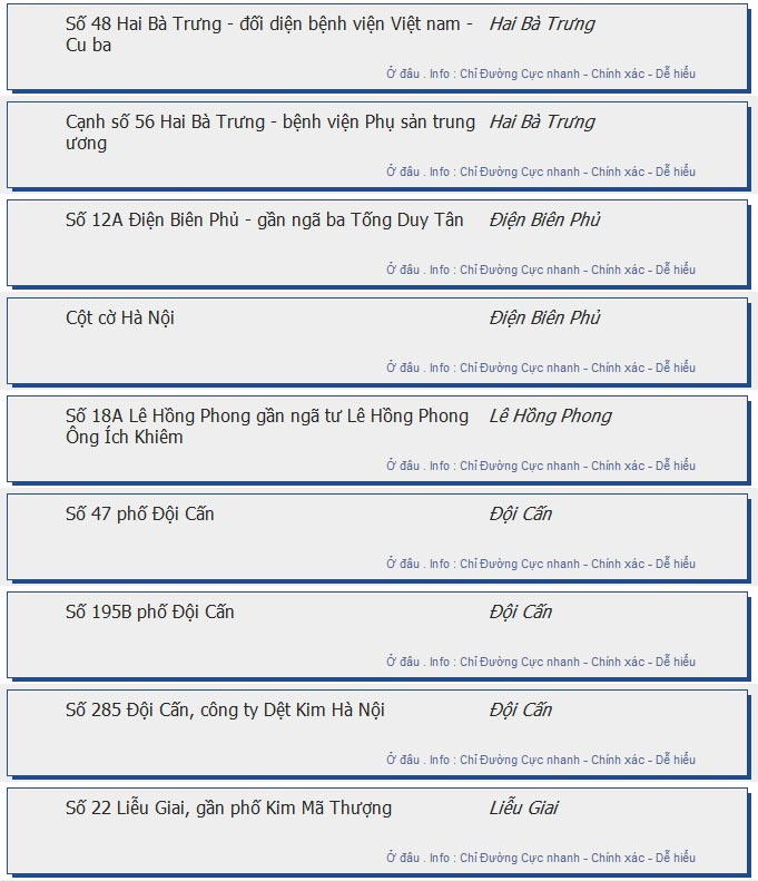 odau.info: lộ trình và tuyến phố đi qua của tuyến bus số e11 ở Hà Nội no02