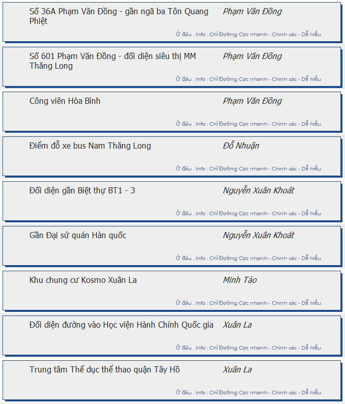 odau.info: lộ trình và tuyến phố đi qua của tuyến bus E09TC ở Hà Nội no03
