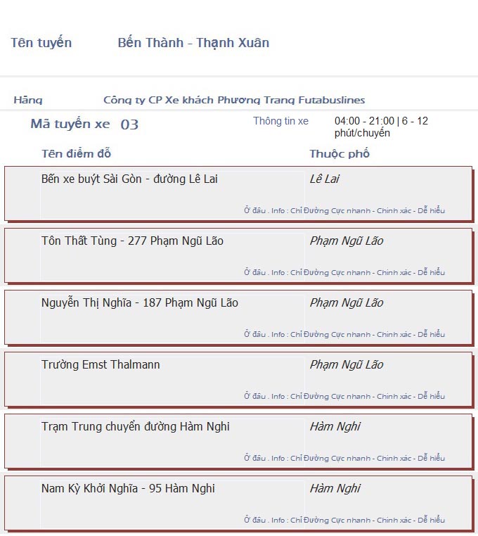 odau.info: lộ trình và tuyến phố đi qua của tuyến bus số 03 ở tp. Hồ Chí Minh no01