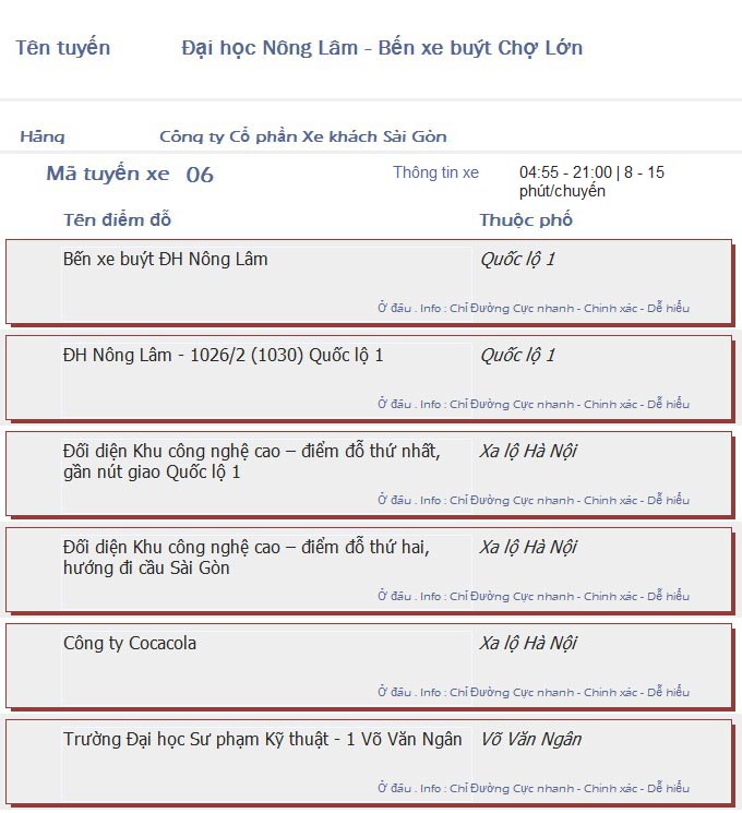 odau.info: lộ trình và tuyến phố đi qua của tuyến bus số 06 ở tp. Hồ Chí Minh no08