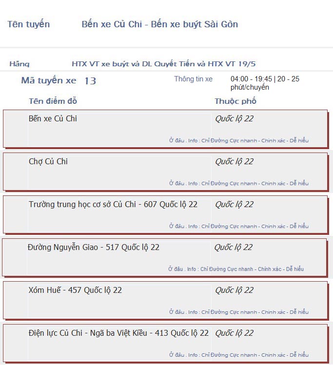 odau.info: lộ trình và tuyến phố đi qua của tuyến bus số 13 ở tp. Hồ Chí Minh no11