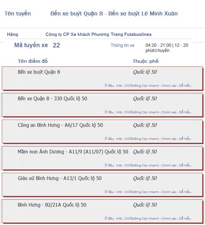 odau.info: lộ trình và tuyến phố đi qua của tuyến bus số 22 ở tp. Hồ Chí Minh no01