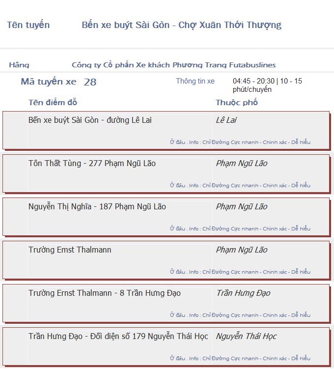 odau.info: lộ trình và tuyến phố đi qua của tuyến bus số 28 ở tp. Hồ Chí Minh no01