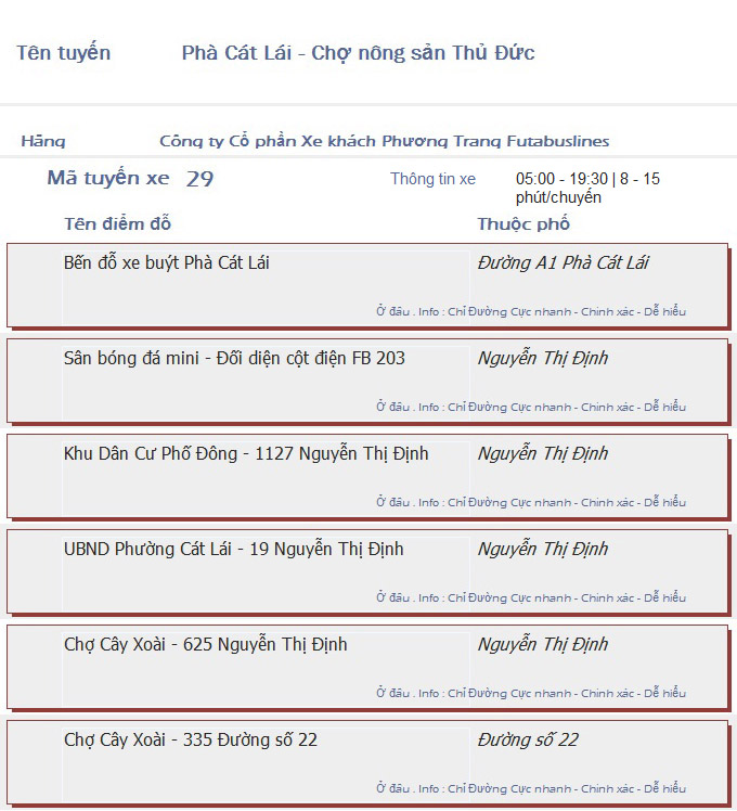 odau.info: lộ trình và tuyến phố đi qua của tuyến bus số 29 ở tp. Hồ Chí Minh no01