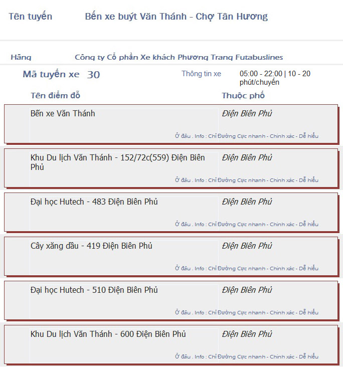 odau.info: lộ trình và tuyến phố đi qua của tuyến bus số 30 ở tp. Hồ Chí Minh no07