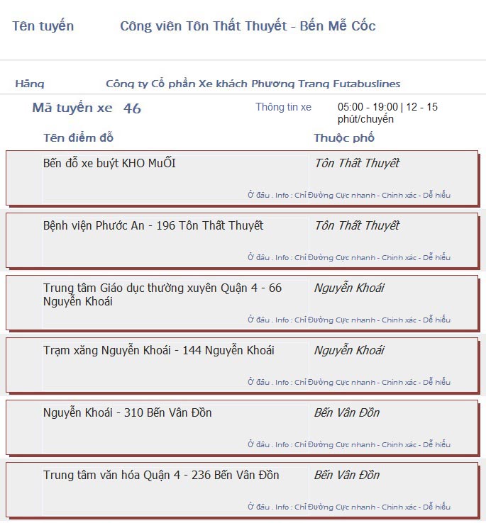 odau.info: lộ trình và tuyến phố đi qua của tuyến bus số 46 ở tp. Hồ Chí Minh no01