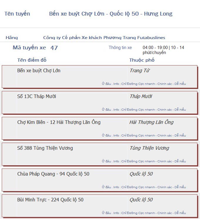 odau.info: lộ trình và tuyến phố đi qua của tuyến bus số 47 ở tp. Hồ Chí Minh no01