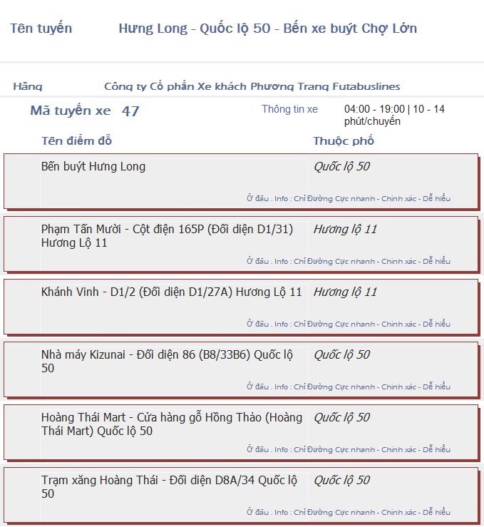 odau.info: lộ trình và tuyến phố đi qua của tuyến bus số 47 ở tp. Hồ Chí Minh no06