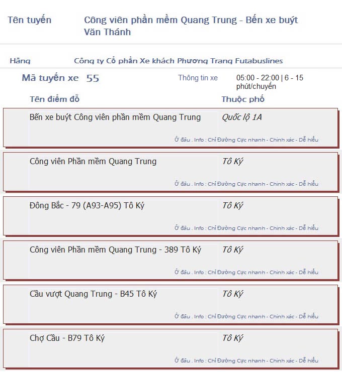 odau.info: lộ trình và tuyến phố đi qua của tuyến bus số 55 ở tp. Hồ Chí Minh no01