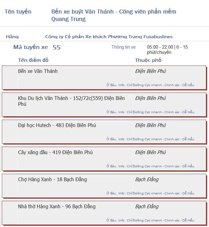 odau.info: lộ trình và tuyến phố đi qua của tuyến bus số 55 ở tp. Hồ Chí Minh no07