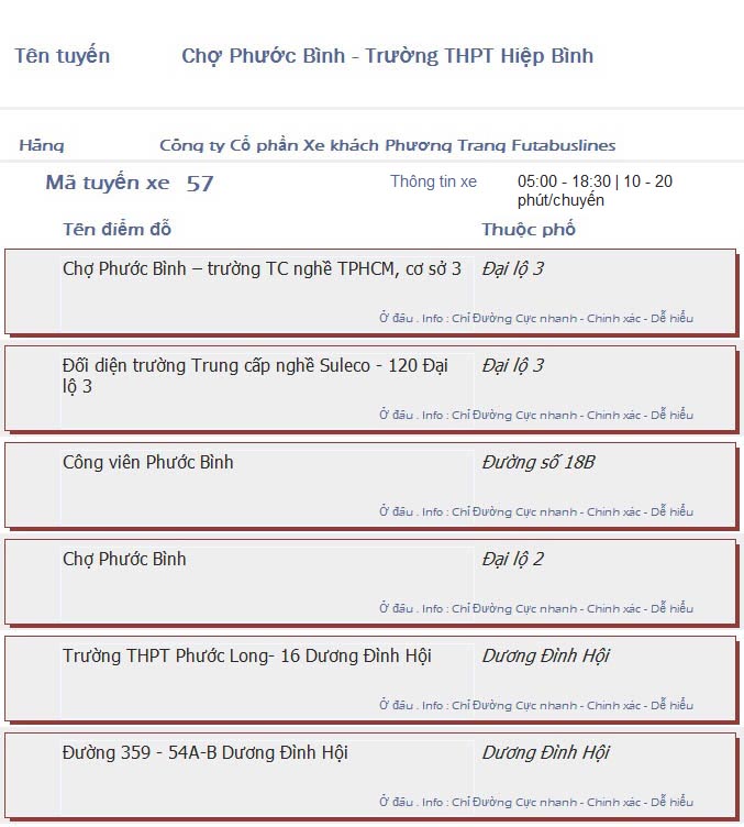 odau.info: lộ trình và tuyến phố đi qua của tuyến bus số 57 ở tp. Hồ Chí Minh no01