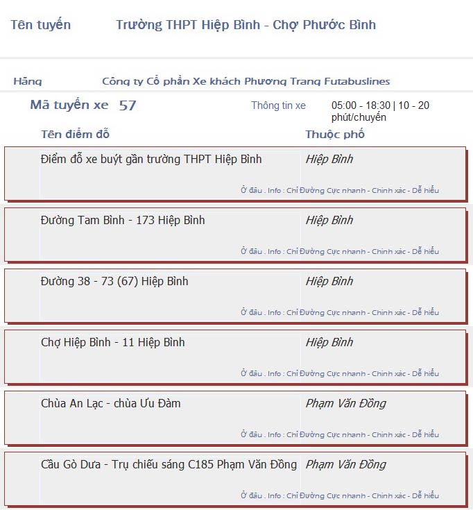 odau.info: lộ trình và tuyến phố đi qua của tuyến bus số 57 ở tp. Hồ Chí Minh no05
