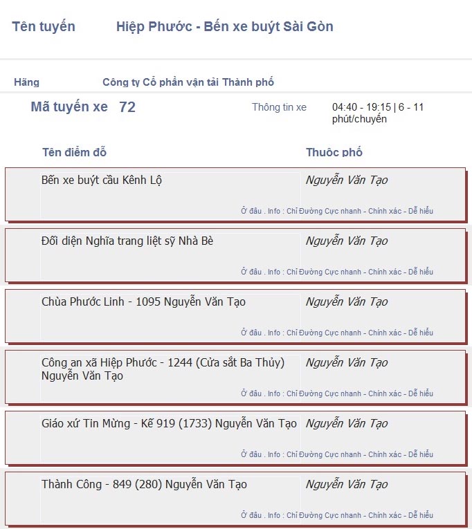 odau.info: lộ trình và tuyến phố đi qua của tuyến bus số 72 ở tp. Hồ Chí Minh no06