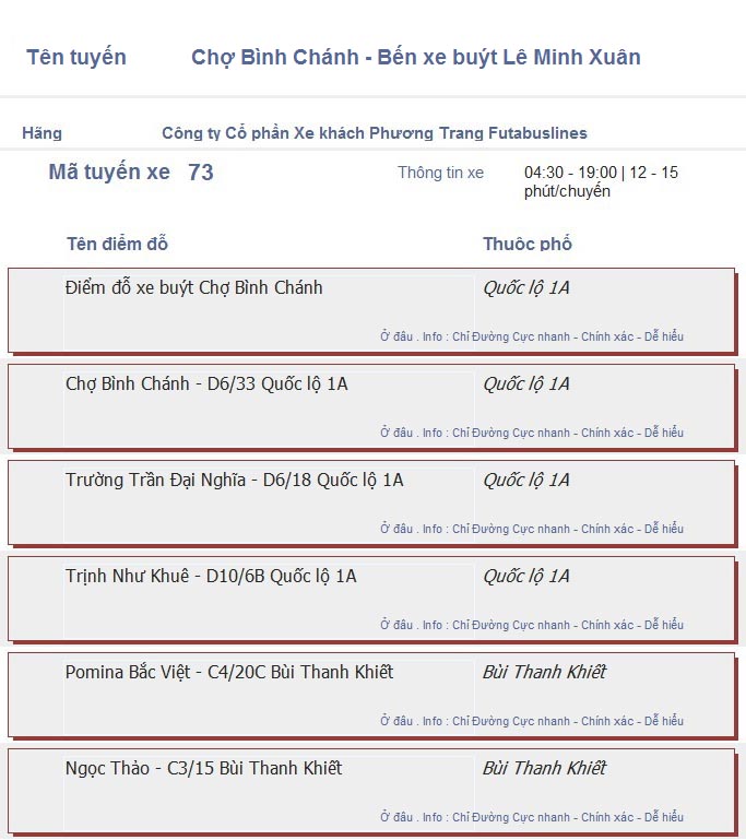 odau.info: lộ trình và tuyến phố đi qua của tuyến bus số 73 ở tp. Hồ Chí Minh no01