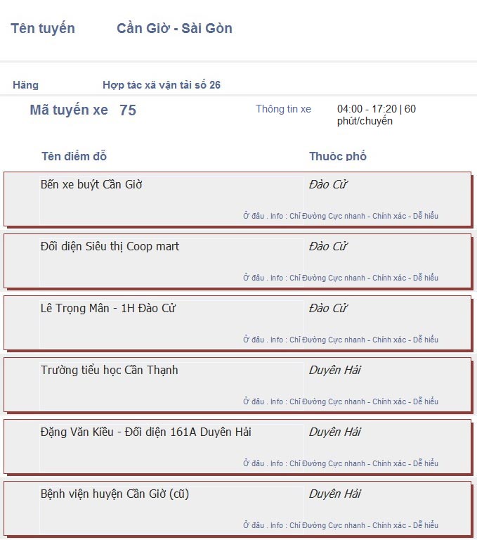 odau.info: lộ trình và tuyến phố đi qua của tuyến bus số 75 ở tp. Hồ Chí Minh no10