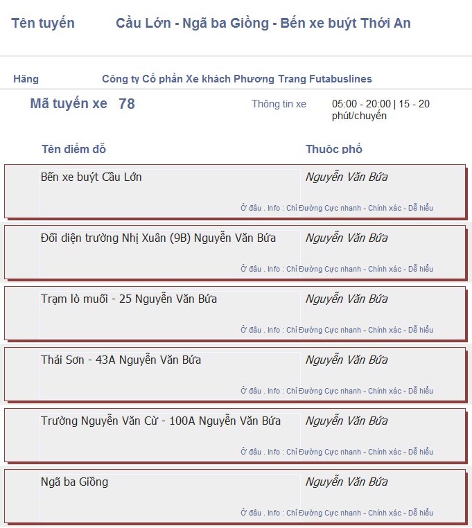 odau.info: lộ trình và tuyến phố đi qua của tuyến bus số 78 ở tp. Hồ Chí Minh no07