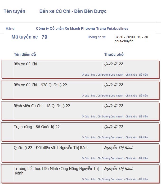 odau.info: lộ trình và tuyến phố đi qua của tuyến bus số 79 ở tp. Hồ Chí Minh no01