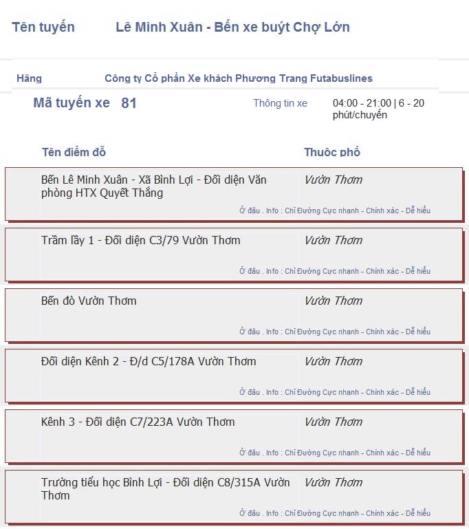 odau.info: lộ trình và tuyến phố đi qua của tuyến bus số 81 ở tp. Hồ Chí Minh no07