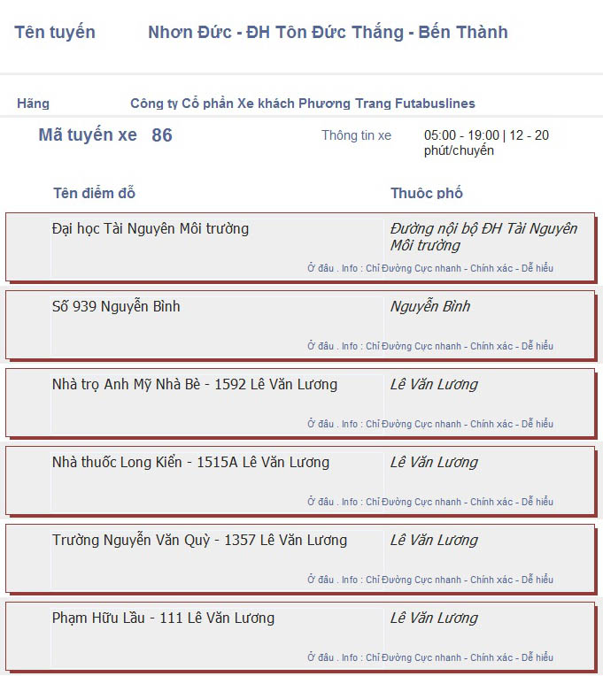 odau.info: lộ trình và tuyến phố đi qua của tuyến bus số 86 ở tp. Hồ Chí Minh no05