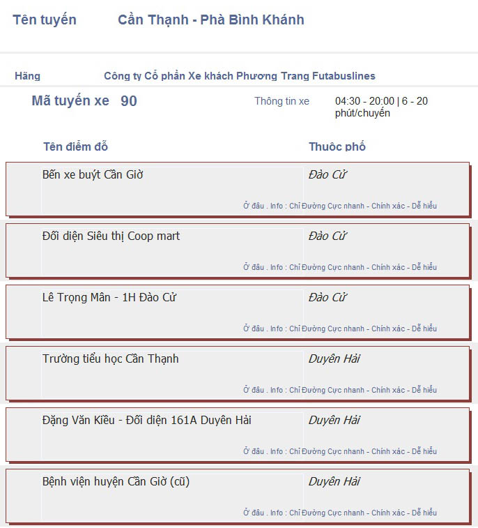 odau.info: lộ trình và tuyến phố đi qua của tuyến bus số 90 ở tp. Hồ Chí Minh no06