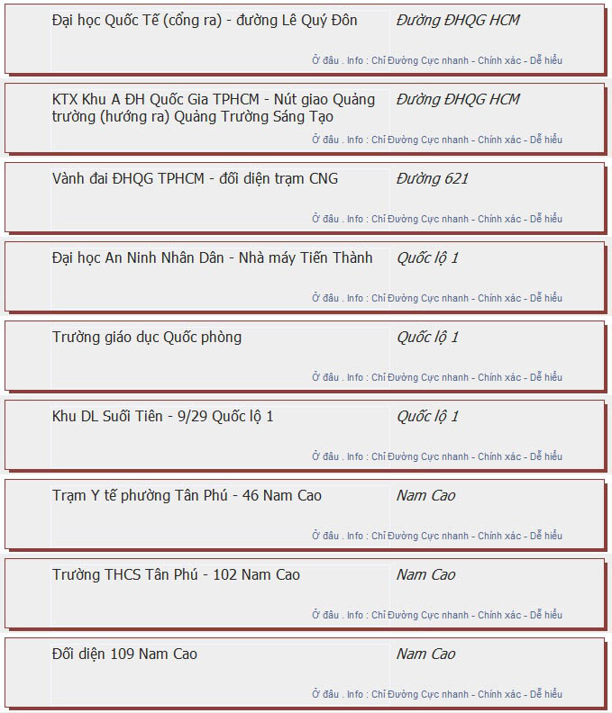 odau.info: lộ trình và tuyến phố đi qua của tuyến bus số 99 ở tp. Hồ Chí Minh no09