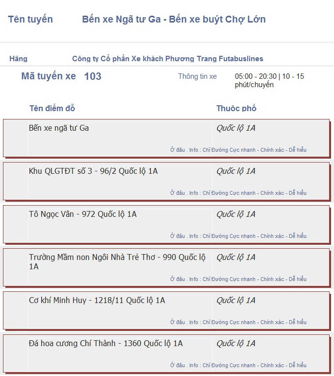 odau.info: lộ trình và tuyến phố đi qua của tuyến bus số 103 ở tp. Hồ Chí Minh no09