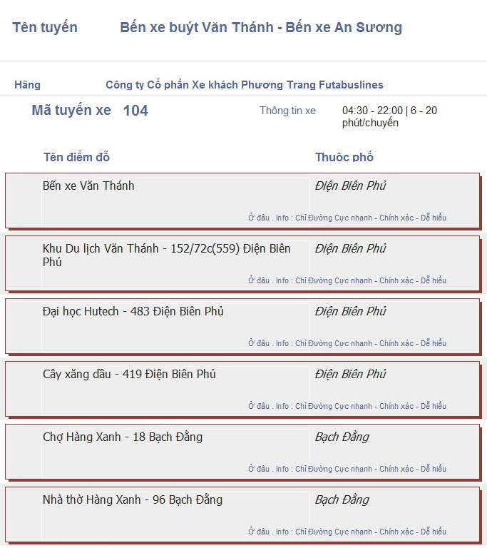 odau.info: lộ trình và tuyến phố đi qua của tuyến bus số 104 ở tp. Hồ Chí Minh no06