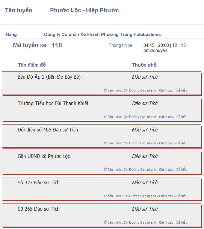 odau.info: lộ trình và tuyến phố đi qua của tuyến bus số 110 ở tp. Hồ Chí Minh no07