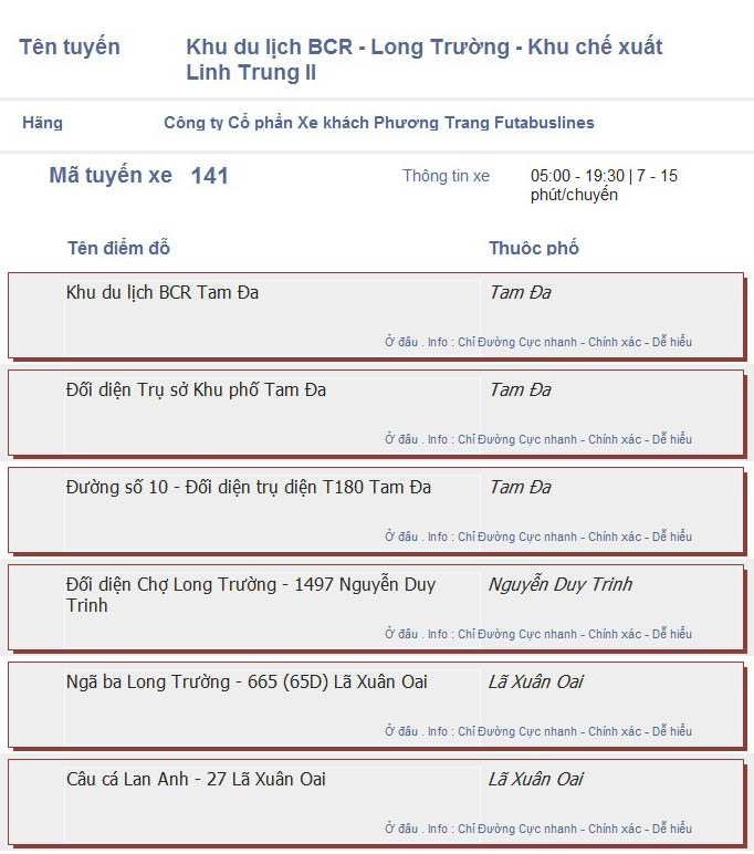 odau.info: lộ trình và tuyến phố đi qua của tuyến bus số 141 ở tp. Hồ Chí Minh no01
