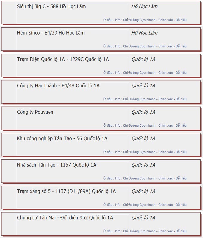 odau.info: lộ trình và tuyến phố đi qua của tuyến bus số 151 ở tp. Hồ Chí Minh no02