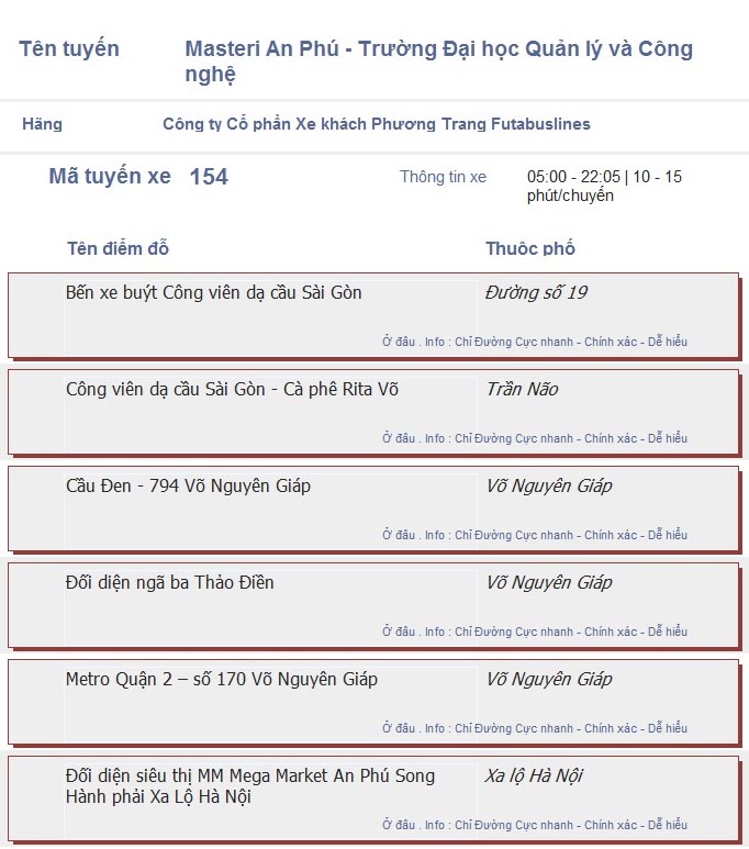 odau.info: lộ trình và tuyến phố đi qua của tuyến bus số 154 ở tp. Hồ Chí Minh no06