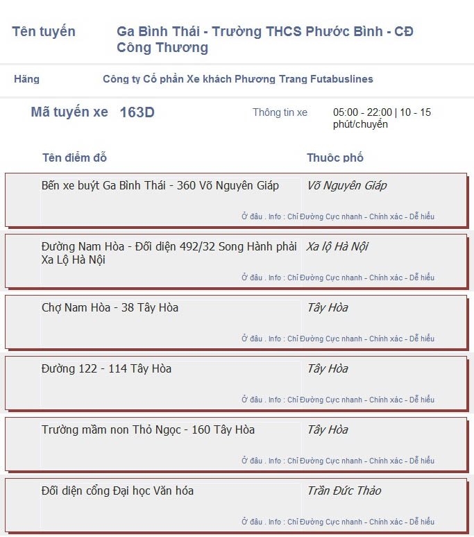 odau.info: lộ trình và tuyến phố đi qua của tuyến bus số 163D ở tp. Hồ Chí Minh no01