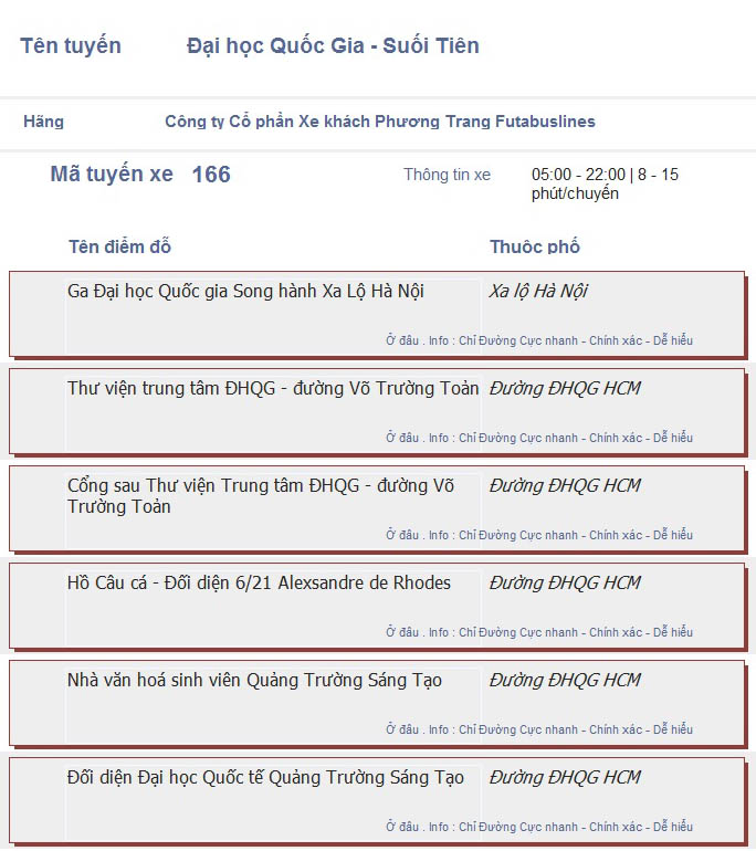 odau.info: lộ trình và tuyến phố đi qua của tuyến bus số 166 ở tp. Hồ Chí Minh no01