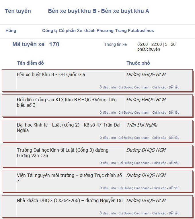 odau.info: lộ trình và tuyến phố đi qua của tuyến bus số 170 ở tp. Hồ Chí Minh no04